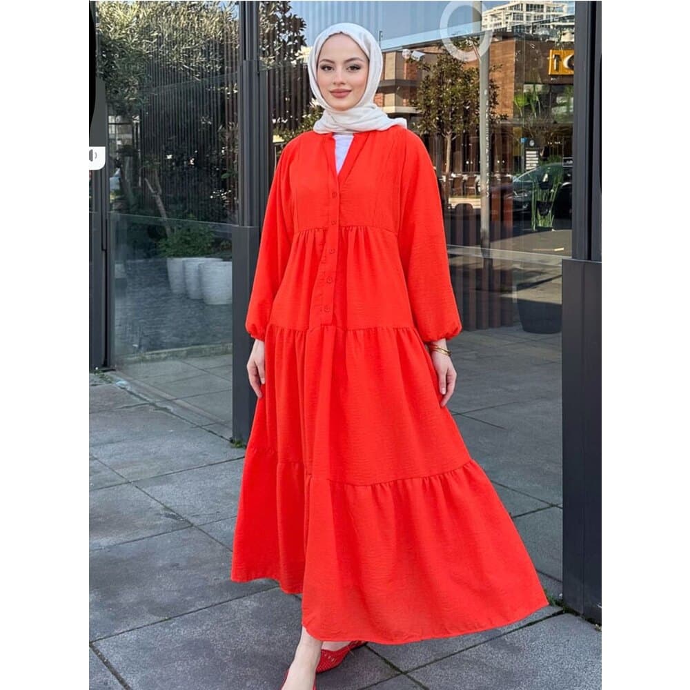Balon Kol Salaş Model Elbise 
